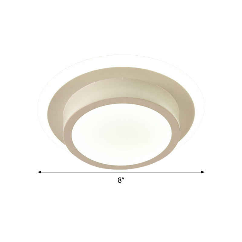 Contemporary Mini Round/Square Flush Mount Ceiling Light In Black/White With Metal Finish - Led