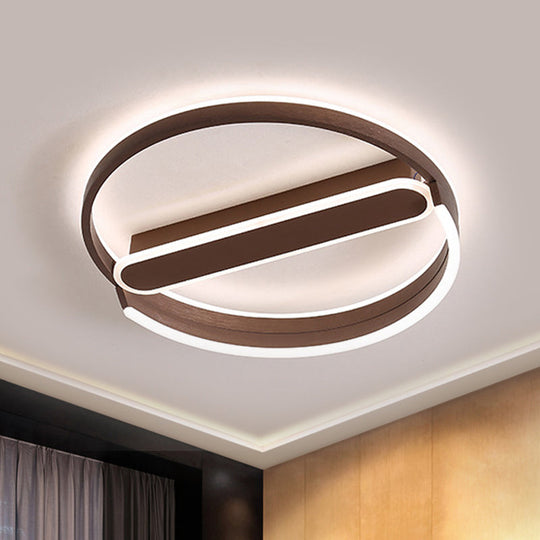 16/19.5 Flush Mount Coffee Halo Ring Led Ceiling Light In Warm/White With Stepless Dimming & Remote