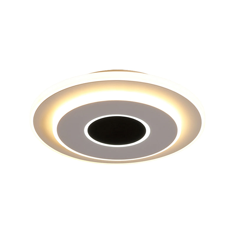 Led Mini Flush Ceiling Light - Modernist Black And White Lamp With Acrylic Shade In Warm/White