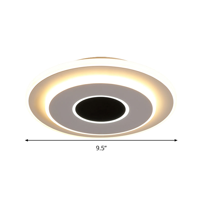 Led Mini Flush Ceiling Light - Modernist Black And White Lamp With Acrylic Shade In Warm/White