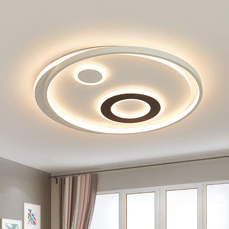 18’/21.5’ Dia Led Flush Lamp Kit - Modern Metallic White Ceiling Light With Warm/White / 18’ Warm