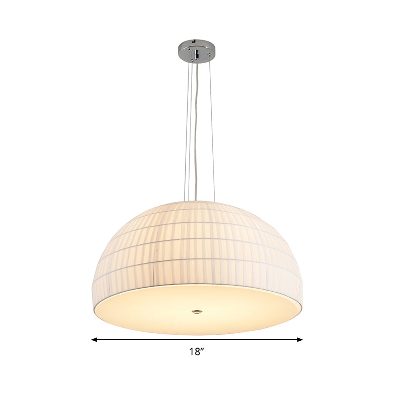 Modern Fabric Dome Ceiling Light - White Chandelier With 4 Lights