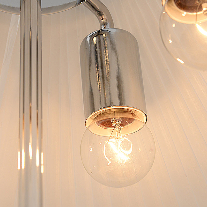 Modern Fabric Dome Ceiling Light - White Chandelier With 4 Lights