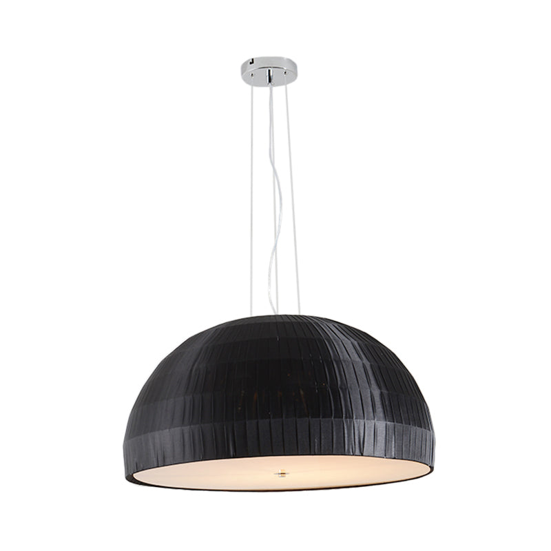 Simple Black Dome Pendant Chandelier With 4 Fabric Lights – Perfect For Bedroom