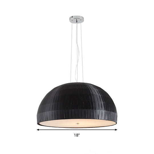 Simple Black Dome Pendant Chandelier With 4 Fabric Lights – Perfect For Bedroom