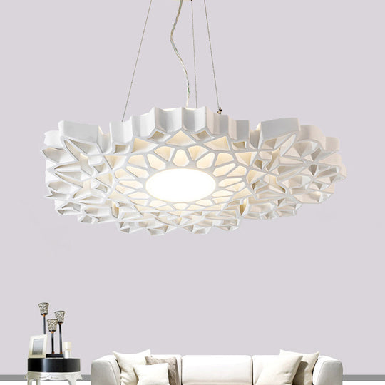 Contemporary Honeycomb Pendant Light- White Resin- 1-Head Ceiling Fixture