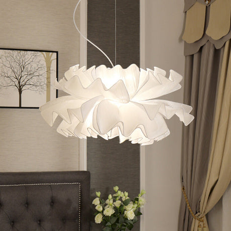 Nordic Wavy Fabric Pendant Light - Black/White 1 Head Ideal For Bedroom Ceiling