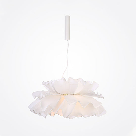 Nordic Style Fabric Wavy Pendant Light - 1 Head Black/White Ceiling Fixture For Bedroom