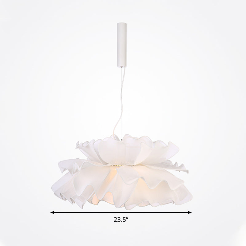 Nordic Style Fabric Wavy Pendant Light - 1 Head Black/White Ceiling Fixture For Bedroom