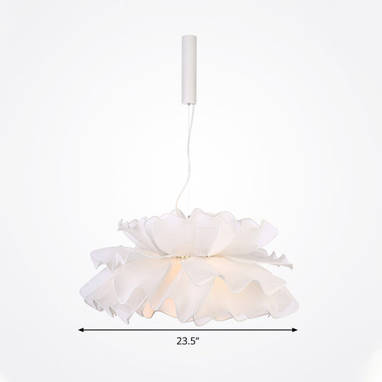 Nordic Style Fabric Wavy Pendant Light - 1 Head Black/White Ceiling Fixture For Bedroom