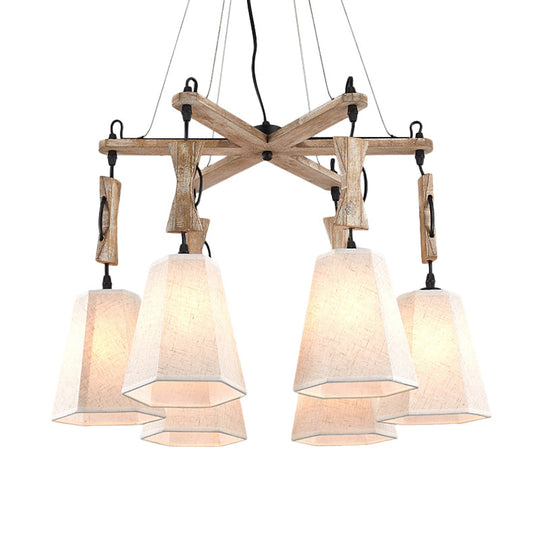Contemporary Hexagon Chandelier Lamp With 6 Heads In Black White Or Flaxen For Dining Room