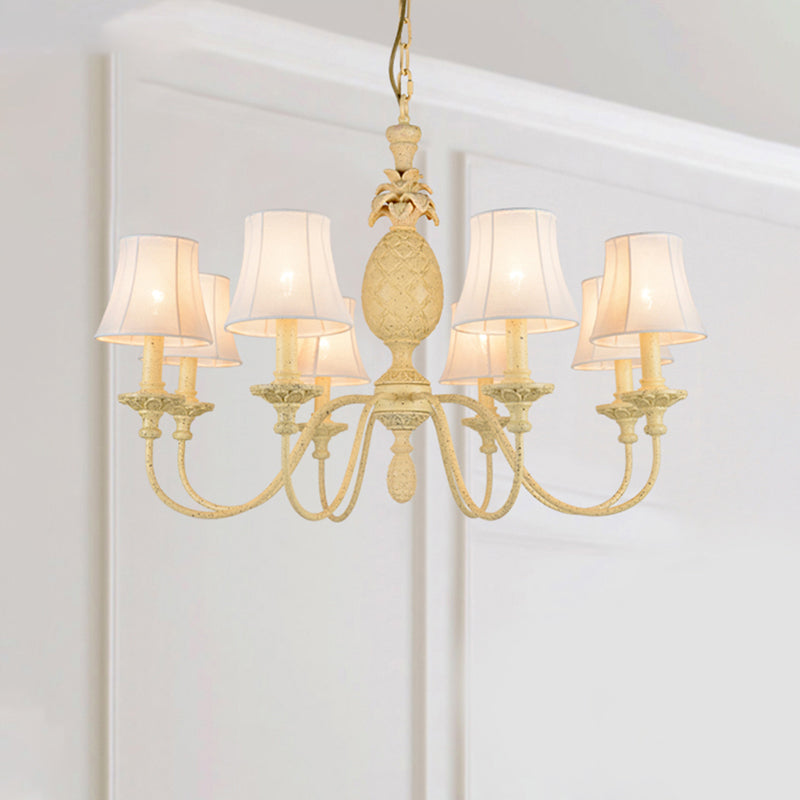 Simple Style Fabric Hanging Ceiling Light Yellow Chandelier Fixture - Empire Shade 5/8 Lights 8 /