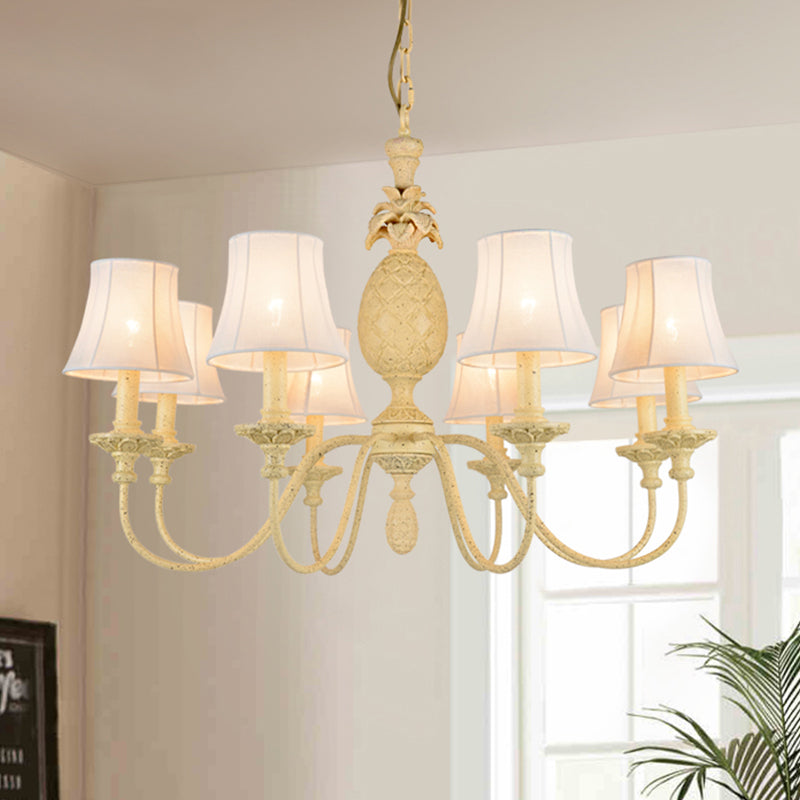 Simple Style Fabric Hanging Ceiling Light Yellow Chandelier Fixture - Empire Shade 5/8 Lights