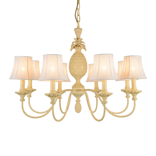 Simple Style Fabric Hanging Ceiling Light Yellow Chandelier Fixture - Empire Shade 5/8 Lights