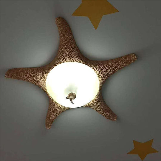 Traditional Starfish Flush Mount Lighting With Frosted Glass And Beige Ceiling Fixture (3 Bulbs)