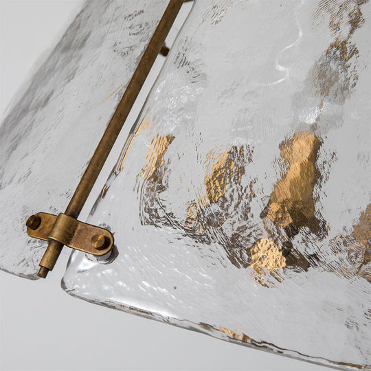 Traditional Brass Flush Mount Lamp With 3 Water Glass Shade Living Room Ceiling Light Fixture