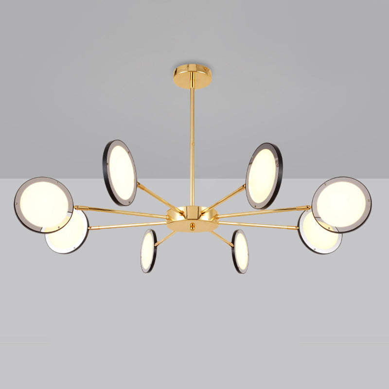 Modern Gold Sputnik Starburst Chandelier - 6/8 Light Hanging Ceiling Fixture With Warm/White