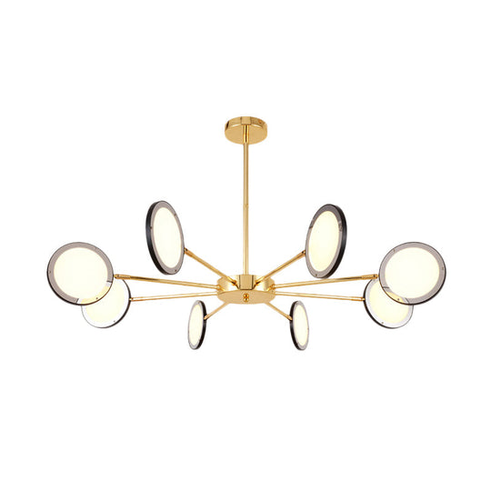 Modern Gold Sputnik Starburst Chandelier - 6/8 Light Hanging Ceiling Fixture With Warm/White