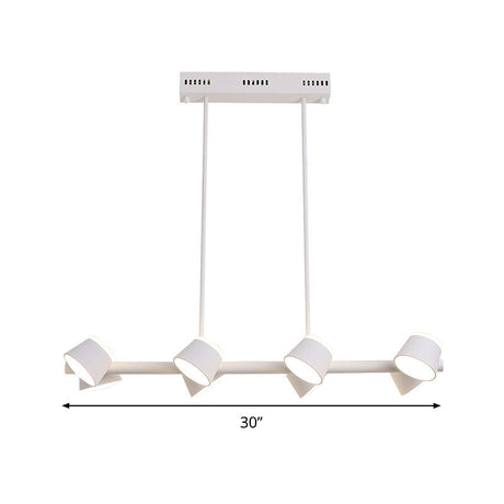 Sleek Metal Linear Pendant Light With 8 White Hanging Ceiling Lights