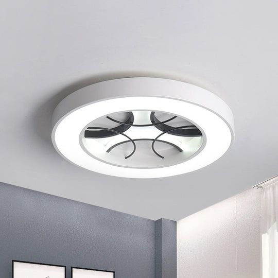 16/19.5 Modern White Led Flush Light Fixture - Round Metal Ceiling Lamp With Warm/White/3 Color / 16