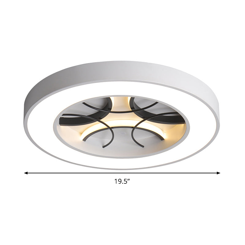 16’/19.5’ Modern White Led Flush Light Fixture - Round Metal Ceiling Lamp With Warm/White/3 Color