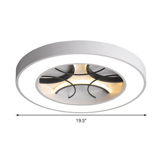 16’/19.5’ Modern White Led Flush Light Fixture - Round Metal Ceiling Lamp With Warm/White/3 Color