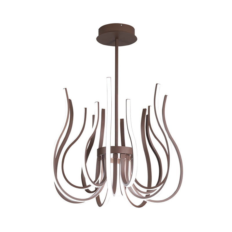 Lustre de plafond LED café contemporain - Suspension incurvée de 19"/24" de large