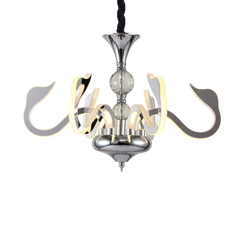 Lustre à col de cygne en acrylique argenté à LED: luminaire contemporain