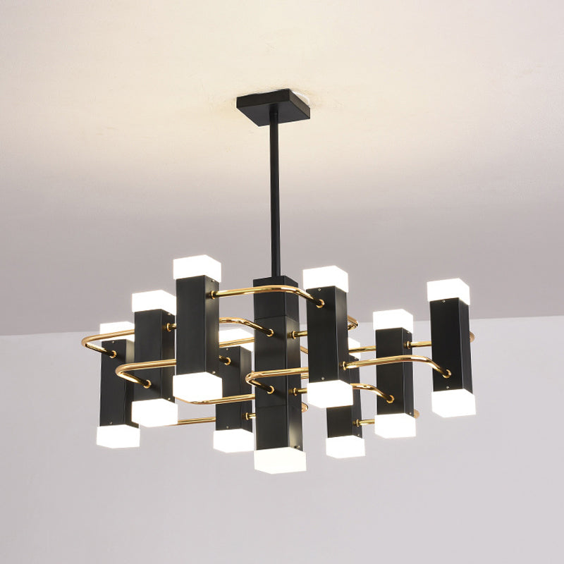 Lustre suspendu moderne Spoutnik noir avec 4/8 têtes en 2 options de couleur