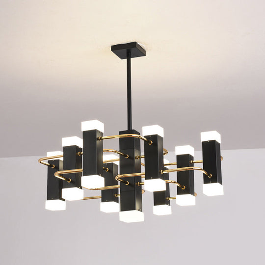 Lustre suspendu moderne Spoutnik noir avec 4/8 têtes en 2 options de couleur