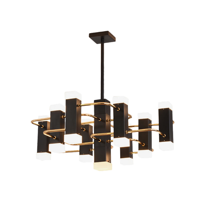 Lustre suspendu moderne Spoutnik noir avec 4/8 têtes en 2 options de couleur