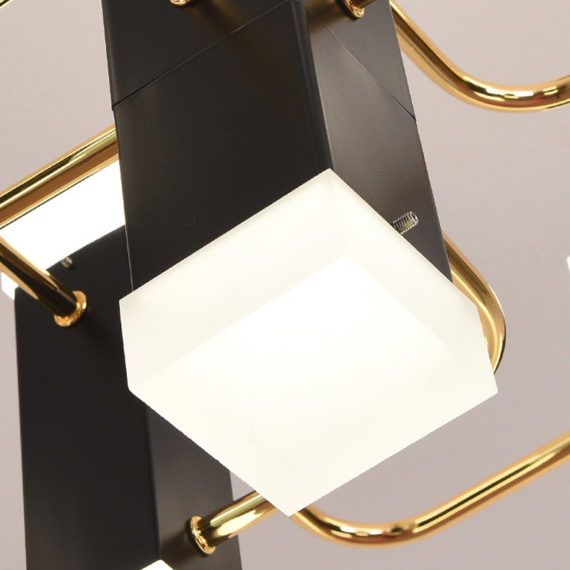 Lustre suspendu moderne Spoutnik noir avec 4/8 têtes en 2 options de couleur