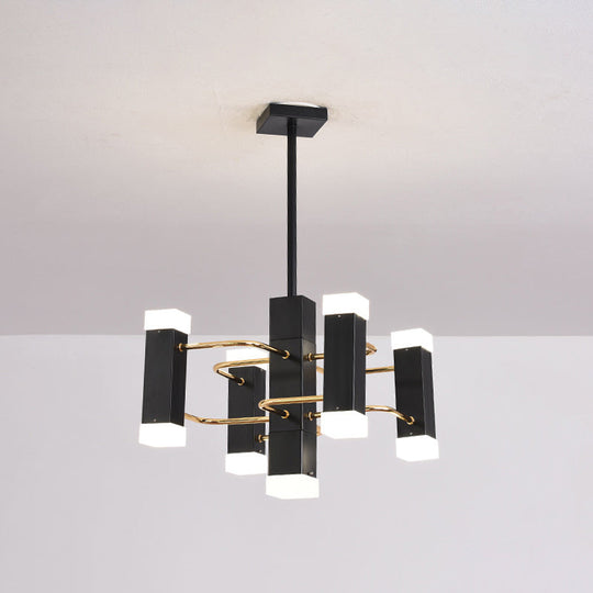 Lustre suspendu moderne Spoutnik noir avec 4/8 têtes en 2 options de couleur