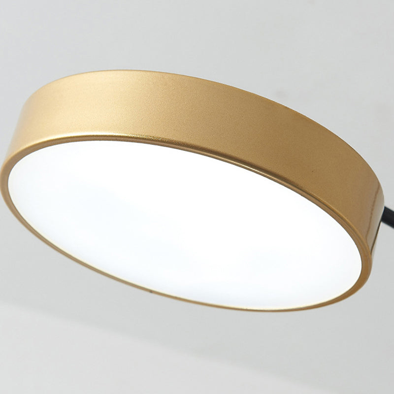 Luminaire suspendu en métal de style simple avec 6 têtes, doré/blanc - Plafonnier suspendu de salon branche