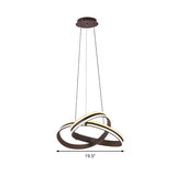 Lampe de lustre en métal café moderne - Conception de courbe sans couture | Suspension à DEL, lueur chaude/blanche