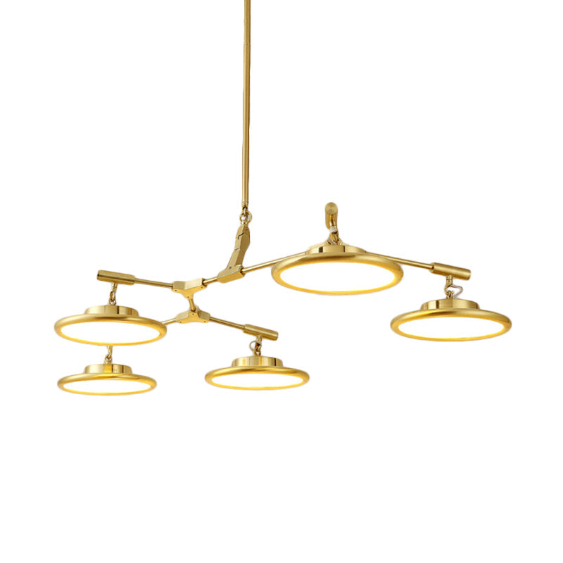 Gold Branch Chandelier Light Fixture - Modern Pendant Kit With 3/5 Heads In Warm/White