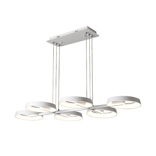 Lustre suspendu minimaliste en métal circulaire - Blanc, 3/6 lumières suspendues pour salle à manger