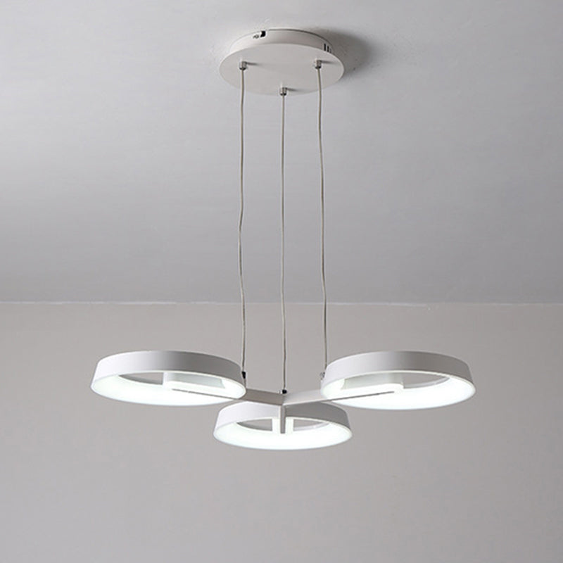 Lustre suspendu minimaliste en métal circulaire - Blanc, 3/6 lumières suspendues pour salle à manger