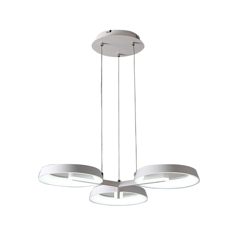 Lustre suspendu minimaliste en métal circulaire - Blanc, 3/6 lumières suspendues pour salle à manger