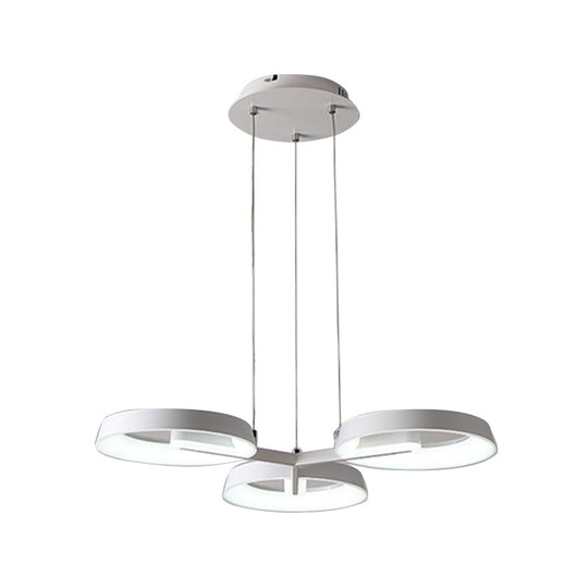 Lustre suspendu minimaliste en métal circulaire - Blanc, 3/6 lumières suspendues pour salle à manger