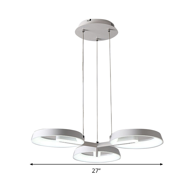 Lustre suspendu minimaliste en métal circulaire - Blanc, 3/6 lumières suspendues pour salle à manger