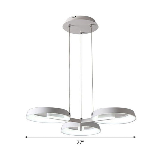 Lustre suspendu minimaliste en métal circulaire - Blanc, 3/6 lumières suspendues pour salle à manger