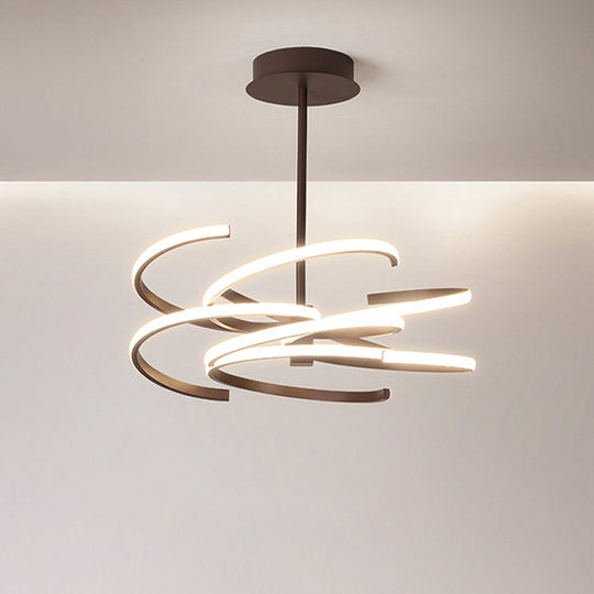 Plafonnier Suspendu Coffee Twist Light - Lustre LED en métal de style simple, 19,5 "/ 24,5" de large, lumière chaude / blanche