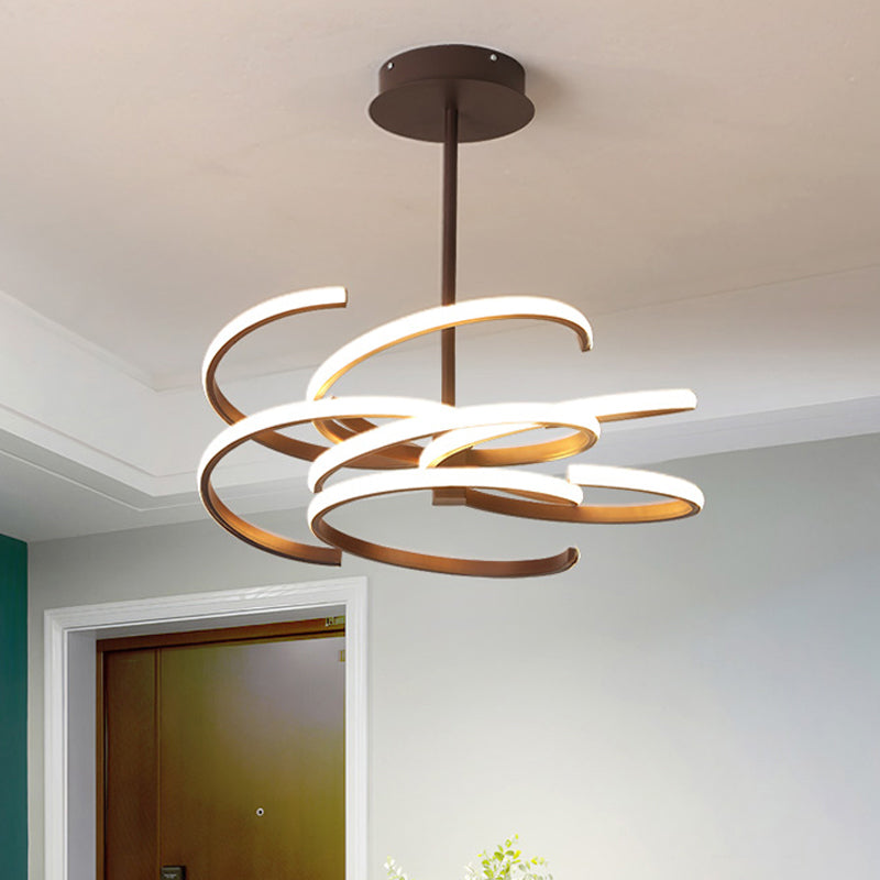 Plafonnier Suspendu Coffee Twist Light - Lustre LED en métal de style simple, 19,5 "/ 24,5" de large, lumière chaude / blanche