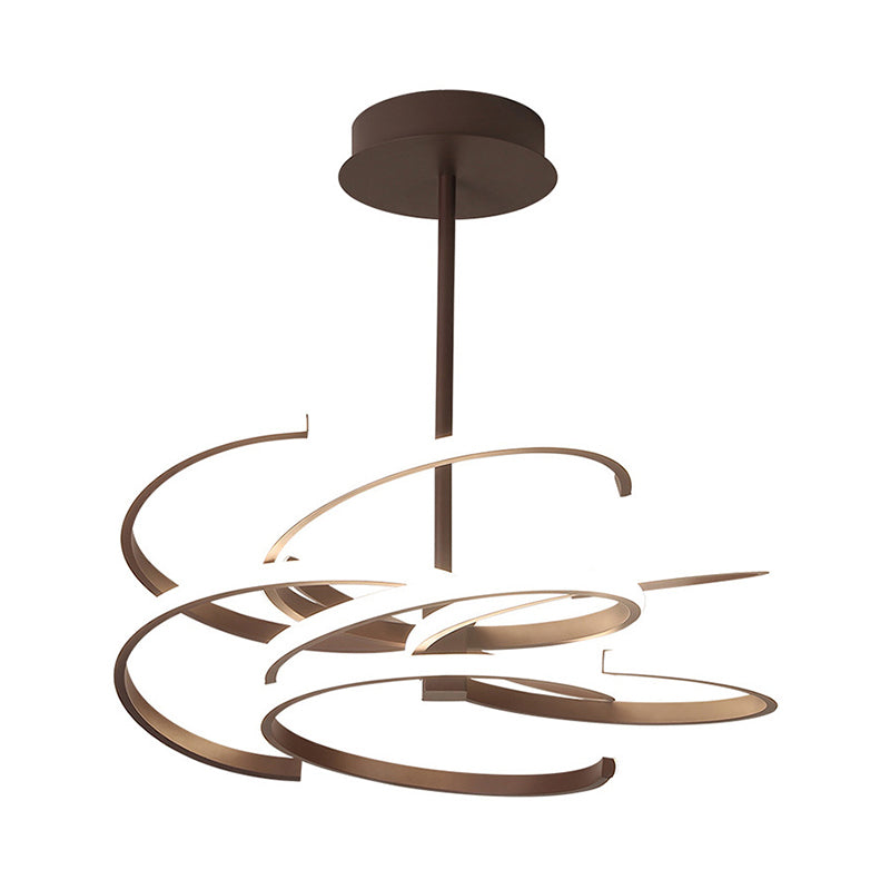 Plafonnier Suspendu Coffee Twist Light - Lustre LED en métal de style simple, 19,5 "/ 24,5" de large, lumière chaude / blanche