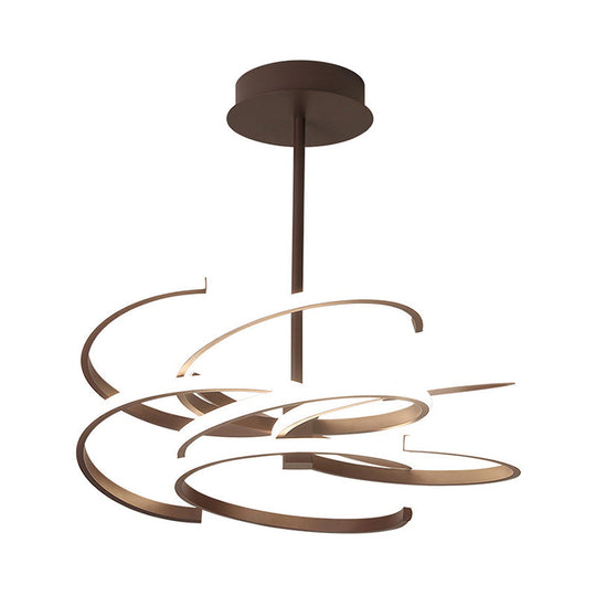 Plafonnier Suspendu Coffee Twist Light - Lustre LED en métal de style simple, 19,5 "/ 24,5" de large, lumière chaude / blanche