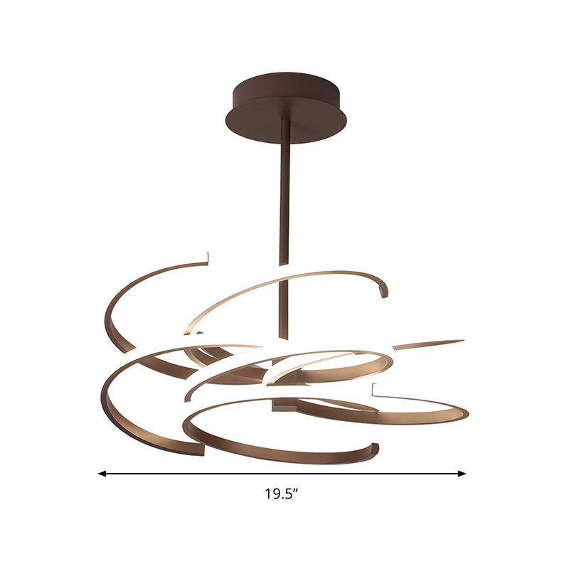 Plafonnier Suspendu Coffee Twist Light - Lustre LED en métal de style simple, 19,5 "/ 24,5" de large, lumière chaude / blanche
