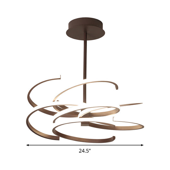 Plafonnier Suspendu Coffee Twist Light - Lustre LED en métal de style simple, 19,5 "/ 24,5" de large, lumière chaude / blanche