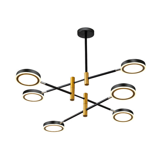 Lustre moderne Starburst en métal - 4/6 têtes, finition or blanc/noir, lumière chaude/blanche