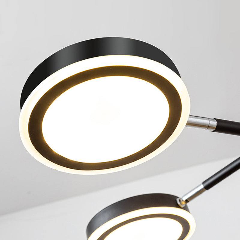 Lustre moderne Starburst en métal - 4/6 têtes, finition or blanc/noir, lumière chaude/blanche